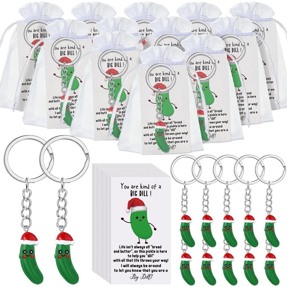 3957 25 Set Inspirational Christmas Favor Resin Cucumber Keychain Employee